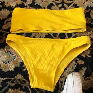 Yellow bandeau bathing suit set